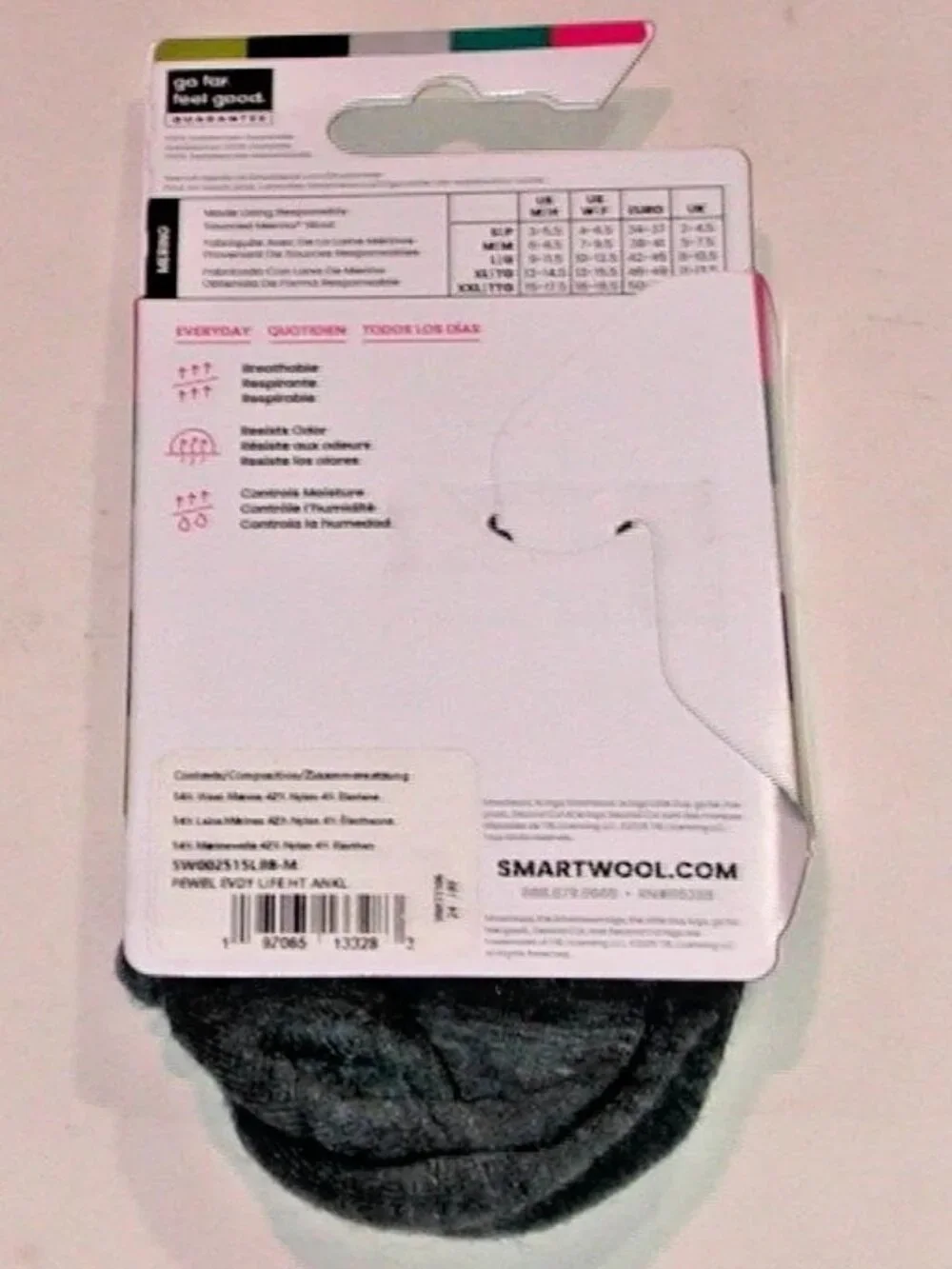 SmartWool Zero Cushion Hounds Tooth Ankle Socks Women's Medium NWT Pewter Blue